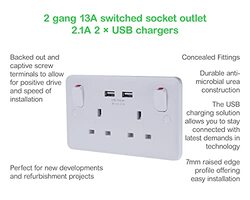 Schneider Electric Lisse White Moulded - Twin Socket combined 2 x USB SP 2.1 A. White - Pack of 3